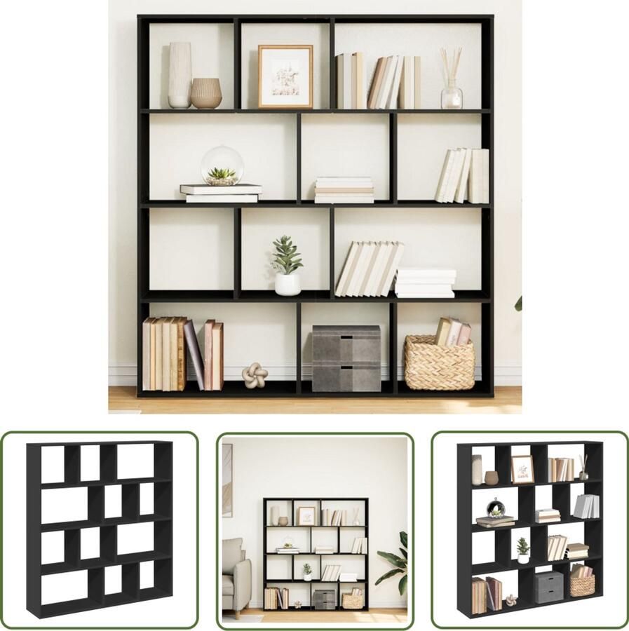 The Living Store Boekenkast 132x29x141 5 cm bewerkt hout zwart Boekenkast Houten Boekenkast Bibliotheekkast Opslagoplossing Kamerdecoratie