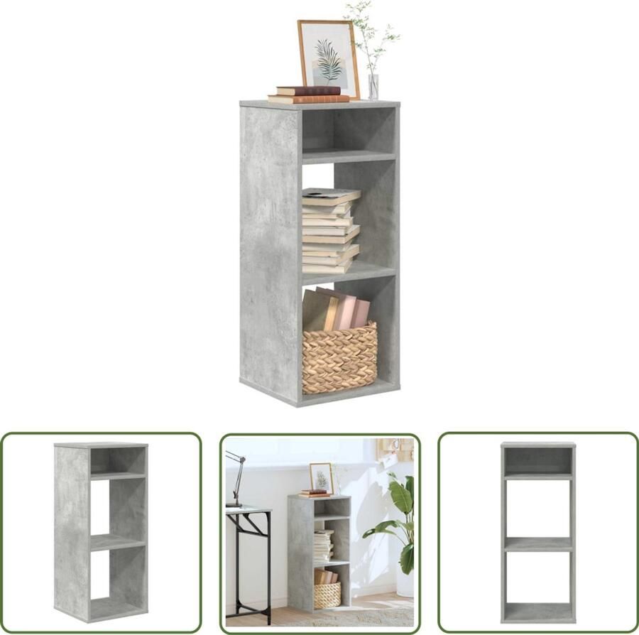 The Living Store Boekenkast 34x31x80 cm bewerkt hout betongrijs Boekenkast Houten Boekenkast Boekenrek Wandkast Opslagoplossing