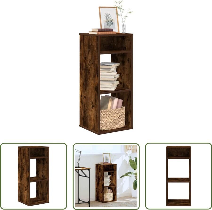 The Living Store Boekenkast 34x31x80 cm bewerkt hout gerookt eikenkleurig Boekenkast Houten Boekenkast Boekenrek Wandkast Opslagruimte