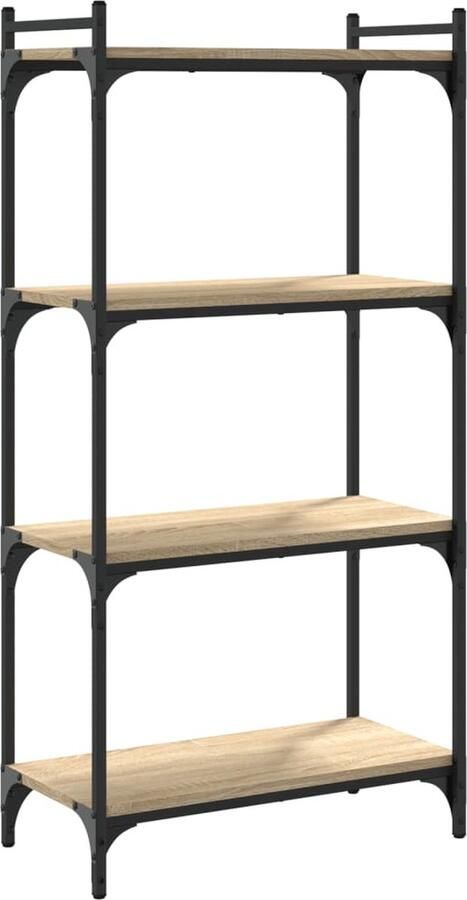 The Living Store Boekenkast Sonoma Eiken 60x30x120 cm Verstelbare poten Metalen frame Boekenkast Houten Boekenkast Eiken Boekenkast Bibliotheek Opslagruimte