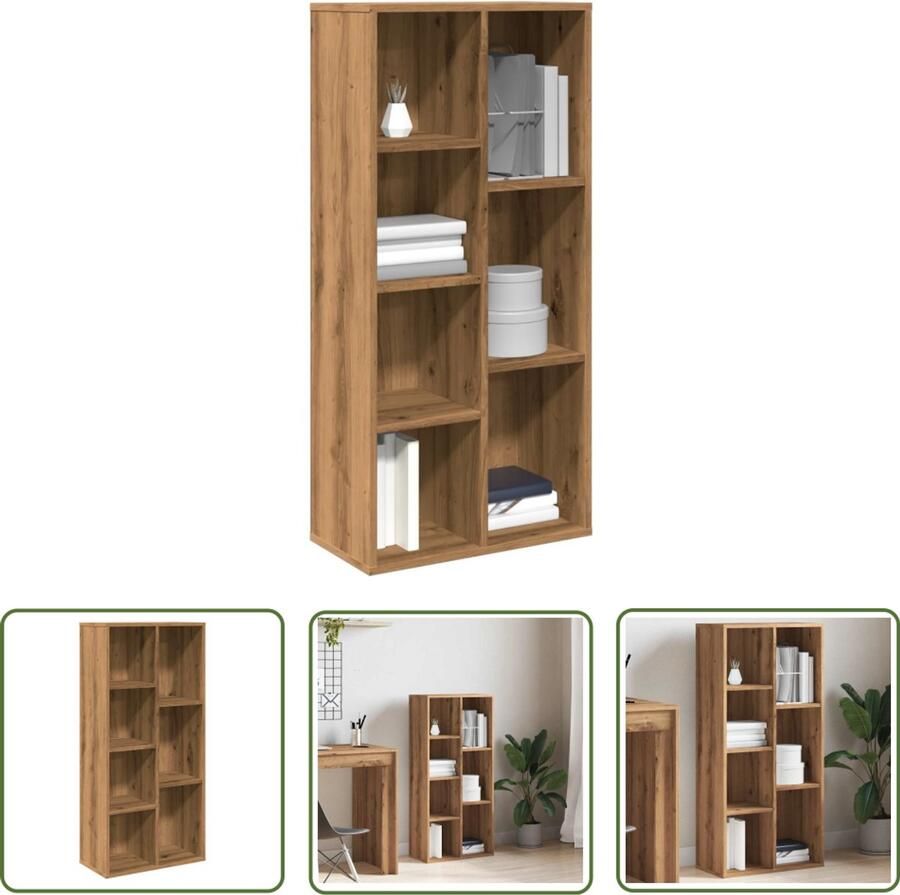 The Living Store Boekenkast 50x25x104 cm artisanaal eikenkleur Boekenkast Houten Boekenkast Eiken Boekenkast Opslagmogelijkheden Woonaccessoires