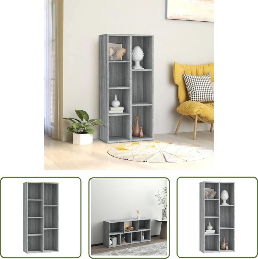 The Living Store Boekenkast Grijs Sonoma Eiken 50 x 25 x 106 cm Stevig materiaal Boekenkast Houten Boekenkast Grijze Boekenkast Sonoma Eiken Boekenkast Boekenplank - Foto 2