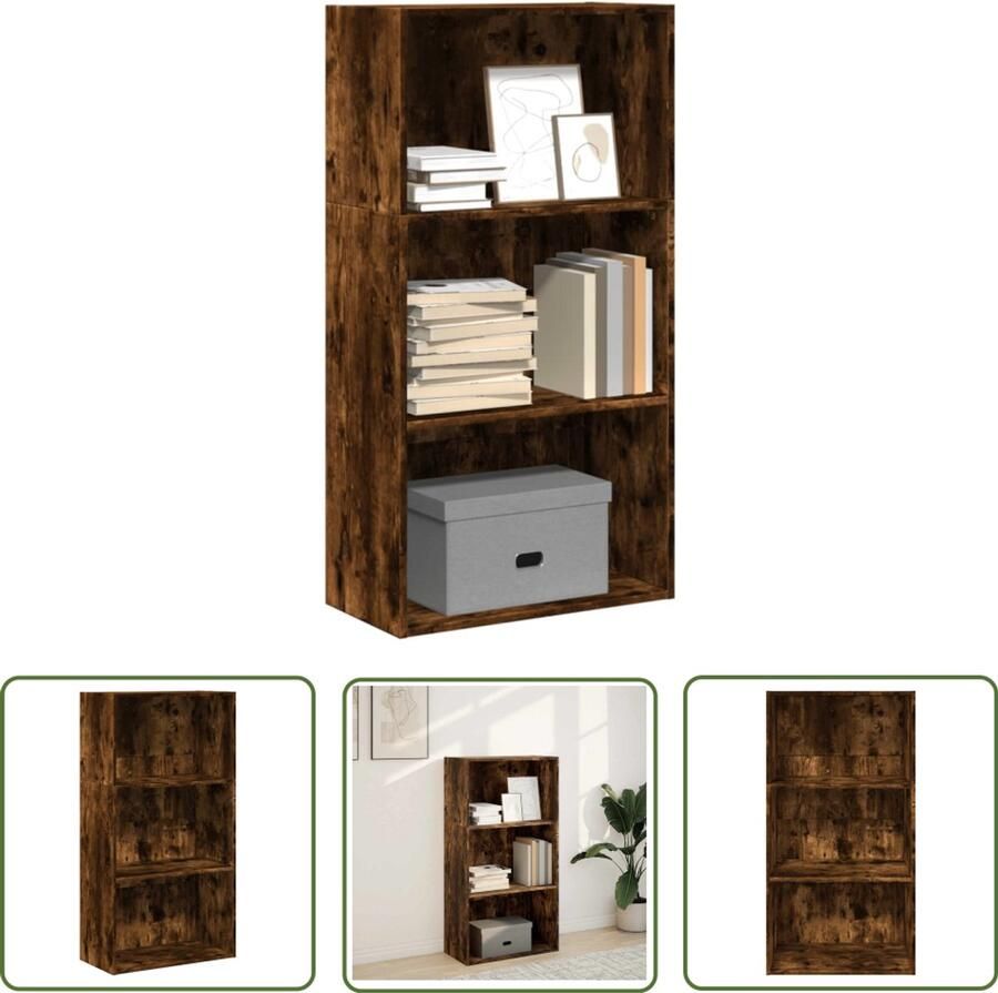The Living Store Boekenkast 60x30x114 cm bewerkt hout gerookt eikenkleurig Boekenkast Houten Boekenkast Opbergkast Bibliotheekkast Vintage Boekenkast