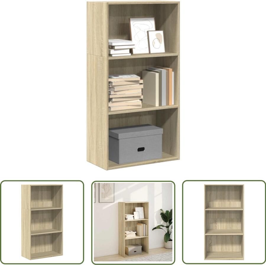 The Living Store Boekenkast 60x30x114 cm bewerkt hout sonoma eikenkleurig Boekenkast Houten Boekenkast Sonoma Eiken Opbergkast Bibliotheekkast