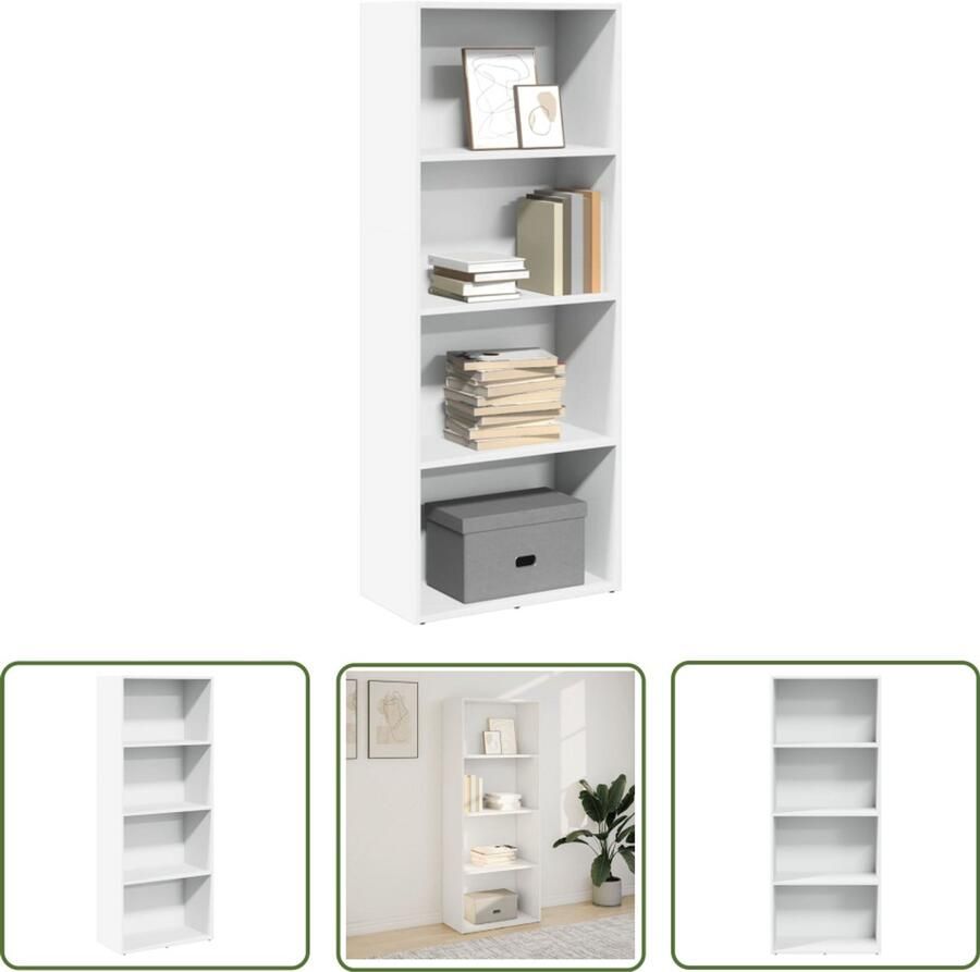 The Living Store Boekenkast 60x30x152 cm bewerkt hout wit Boekenkast Houten Boekenkast Opbergkast Bibliotheekkast Livingroom Furniture