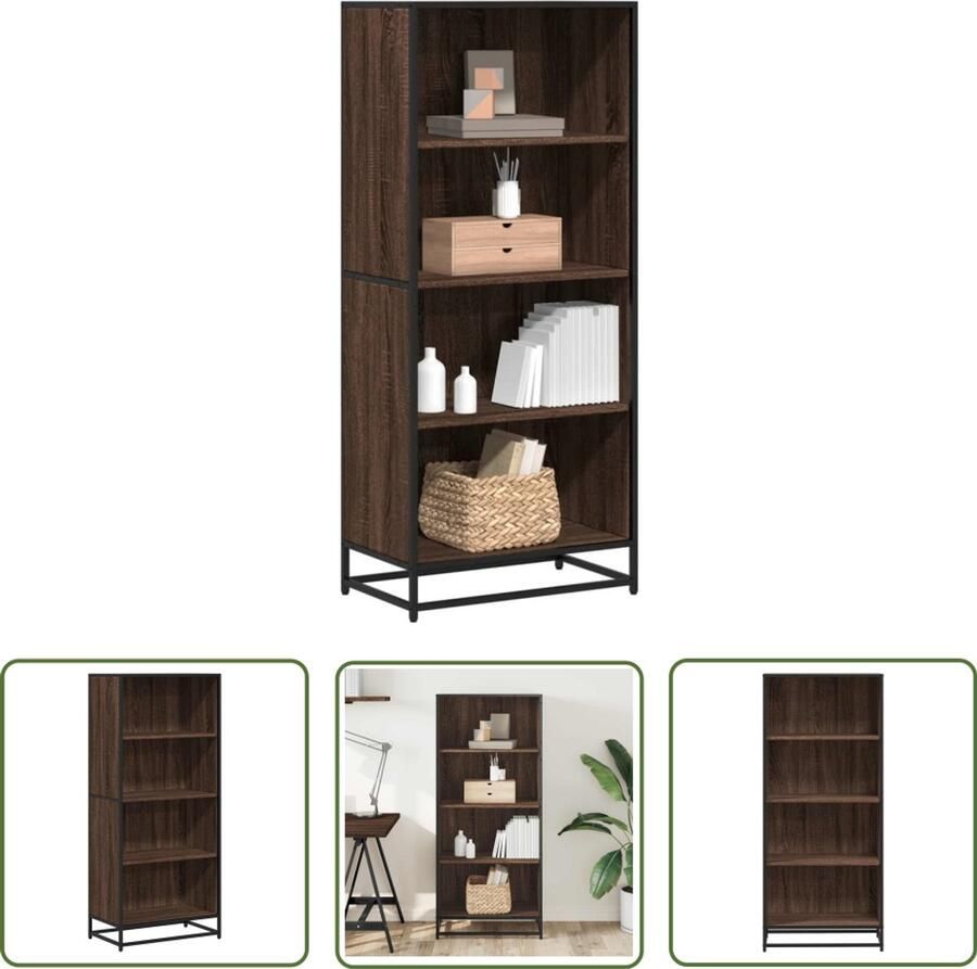 The Living Store Boekenkast 60x35x139 cm bewerkt hout bruin eikenkleurig Boekenkast Houten Boekenkast Bruine Eiken Boekenkast Opbergkast Tv Meubel