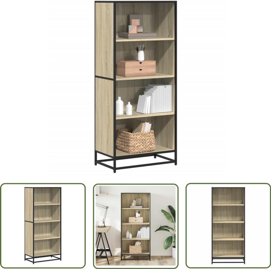 The Living Store Boekenkast 60x35x139 cm bewerkt hout sonoma eikenkleurig Boekenkast Houten Boekenkast Boekenplank Opslagoplossing Interieurdecoratie