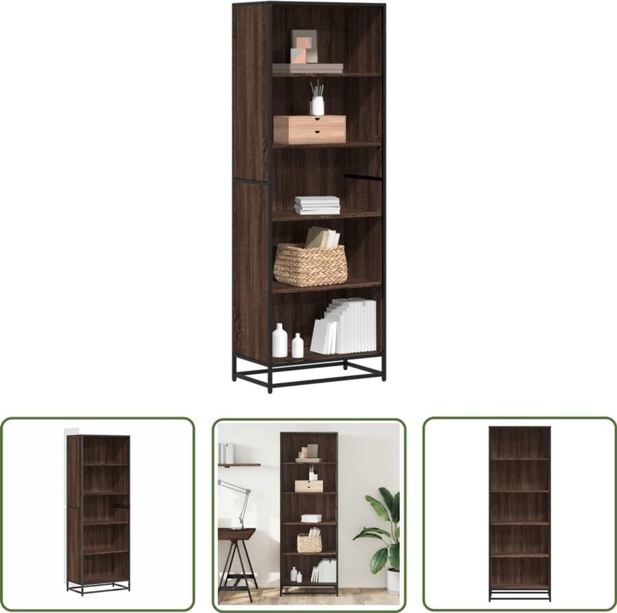 The Living Store Boekenkast 60x35x170 5 cm bewerkt hout bruin eikenkleurig Boekenkast Houten Boekenkast Bruine Eiken Boekenkast Opbergkast Bibliotheekkast