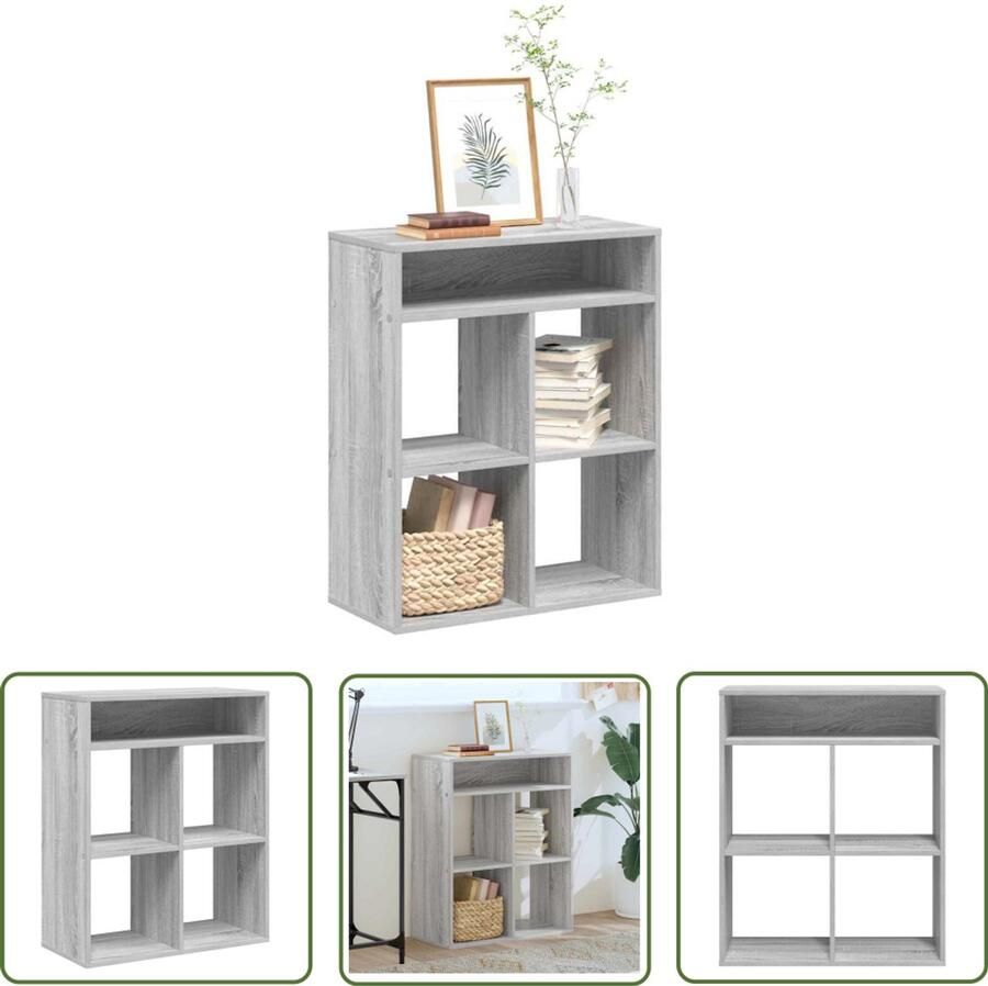 The Living Store Boekenkast 66x31x80 cm bewerkt hout grijs sonoma eikenkleurig Boekenkast Houten Boekenkast Grijze Boekenkast Boekenrek Wandkast