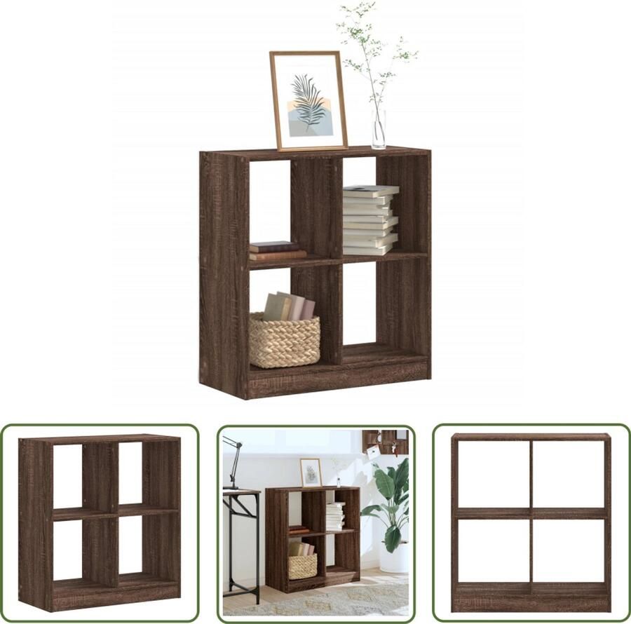 The Living Store Boekenkast 68 5x32x75 cm bewerkt hout bruin eikenkleurig Boekenkast Houten Boekenkast Bruine Eiken Boekenkast Opbergkast Bibliotheekkast