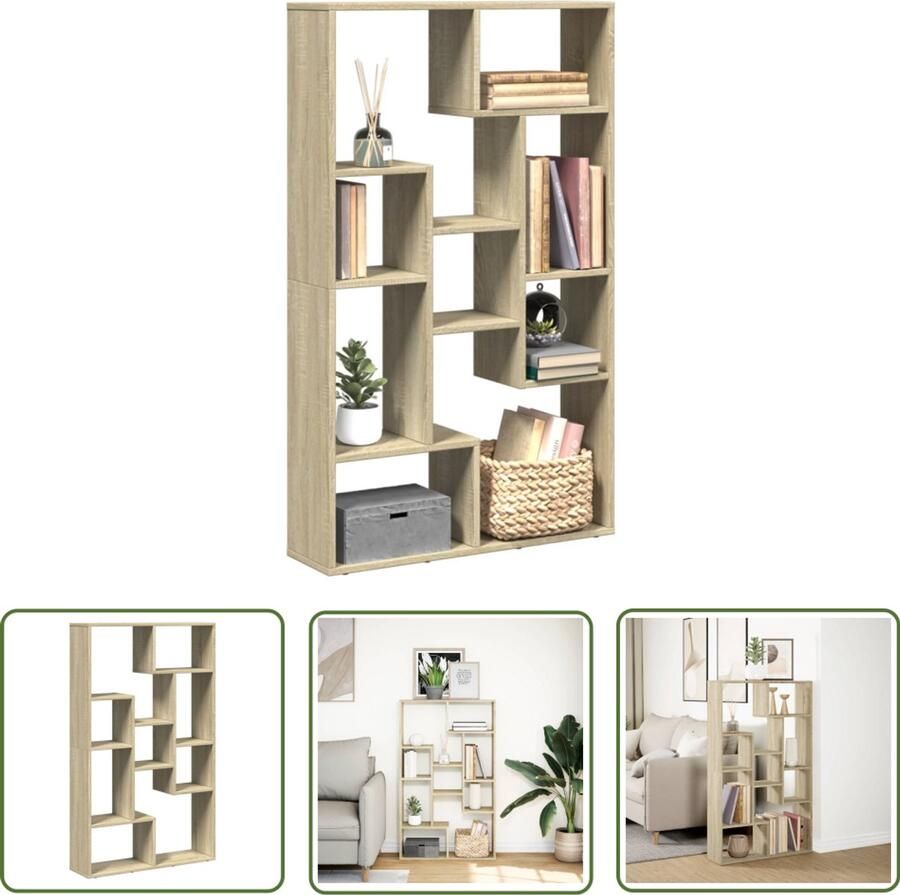 The Living Store Boekenkast 72x20x120 cm bewerkt hout sonoma eikenkleurig Boekenkast Houten Boekenkast Boekenplank Opbergkast Salontafel