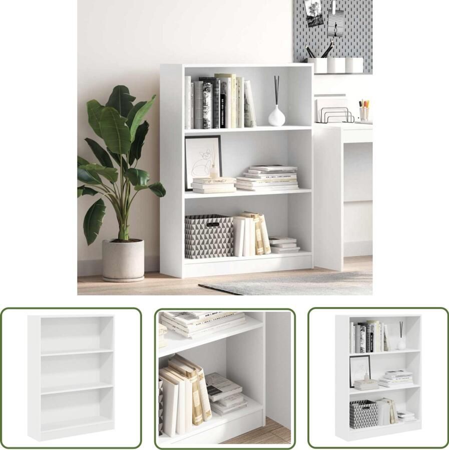 The Living Store Boekenkast 80x24x109 cm bewerkt hout wit Boekenkast Houten Boekenkast Witte Boekenkast Opbergkast Bibliotheekkast