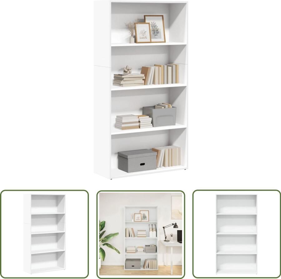 The Living Store Boekenkast 80x30x152 cm bewerkt hout wit Boekenkast Houten Boekenkast Opbergkast Bibliotheekkast Interieurdecoratie
