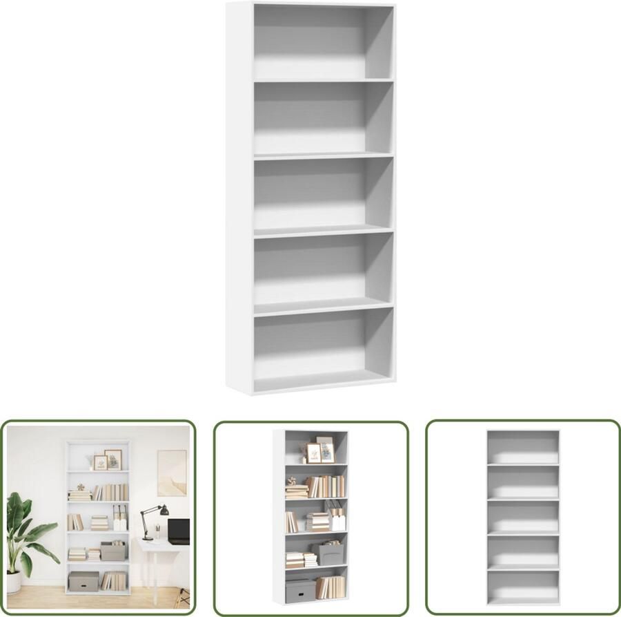 VidaXL Boekenkast 80x30x189 cm bewerkt hout wit Boekenkast Houten Boekenkast Wit Boekenkast Bibliotheekkast Opbergkast