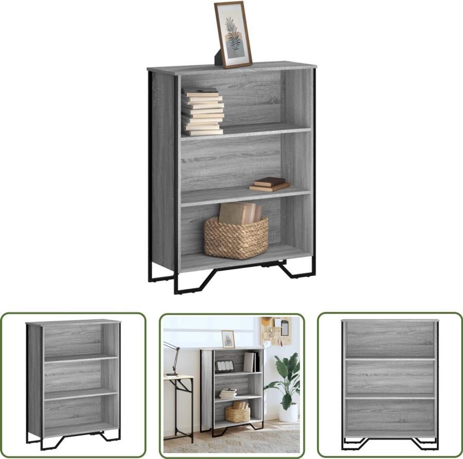 The Living Store Boekenkast 80x31x106 cm bewerkt hout grijs sonoma eikenkleurig Boekenkast Houten Boekenkast Grijze Boekenkast Design Boekenkast Moderne Boekenkast