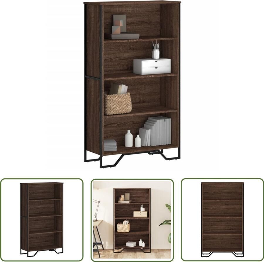 The Living Store Boekenkast 80x31x137 5 cm bewerkt hout bruin eikenkleur Boekenkast Houten Boekenkast Bruine Eiken Boekenkast Vintage Boekenkast Design Boekenkast