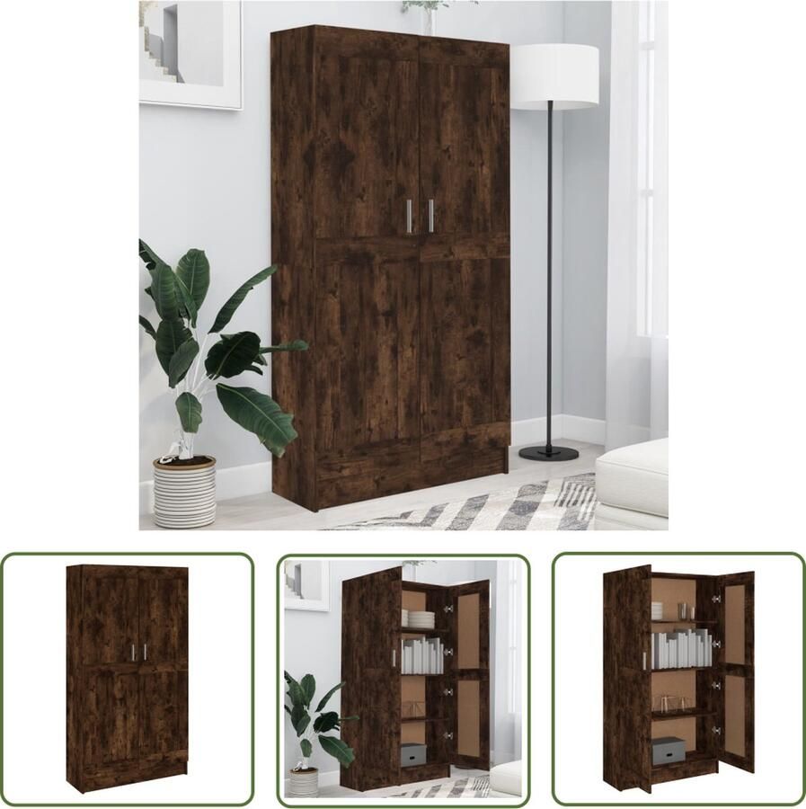 The Living Store Boekenkast Gerookt Eiken 82.5 x 30.5 x 150 cm Duurzaam materiaal Boekenkast Houten Boekenkast Vintage Boekenkast Rustieke Boekenkast Bruine Boekenkast - Foto 2