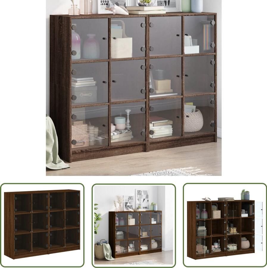 VidaXL Boekenkast met deuren 136x37x109 cm hout bruin eikenkleur Boekenkast Houten Boekenkast Bruine Boekenkast Vintage Boekenkast Bibliotheekkast