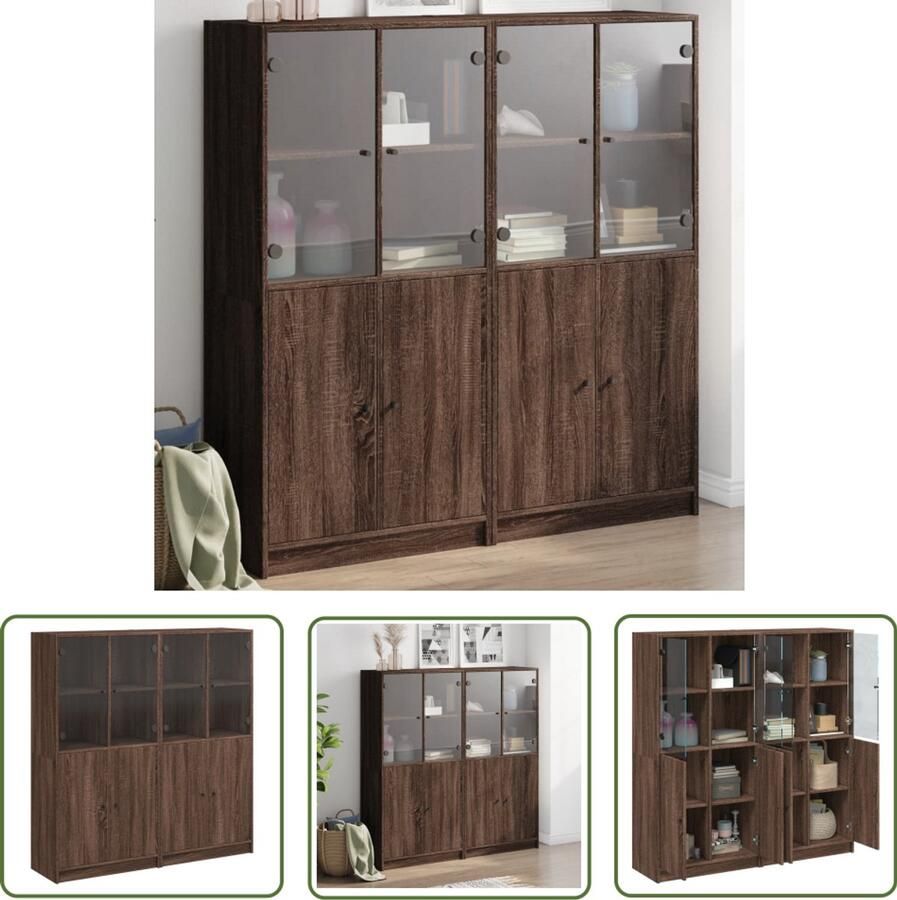 VidaXL Boekenkast met deuren 136x37x142 cm hout bruin eikenkleur Boekenkast Houten Boekenkast Bruine Boekenkast Eikenhouten Boekenkast Bibliotheekkast