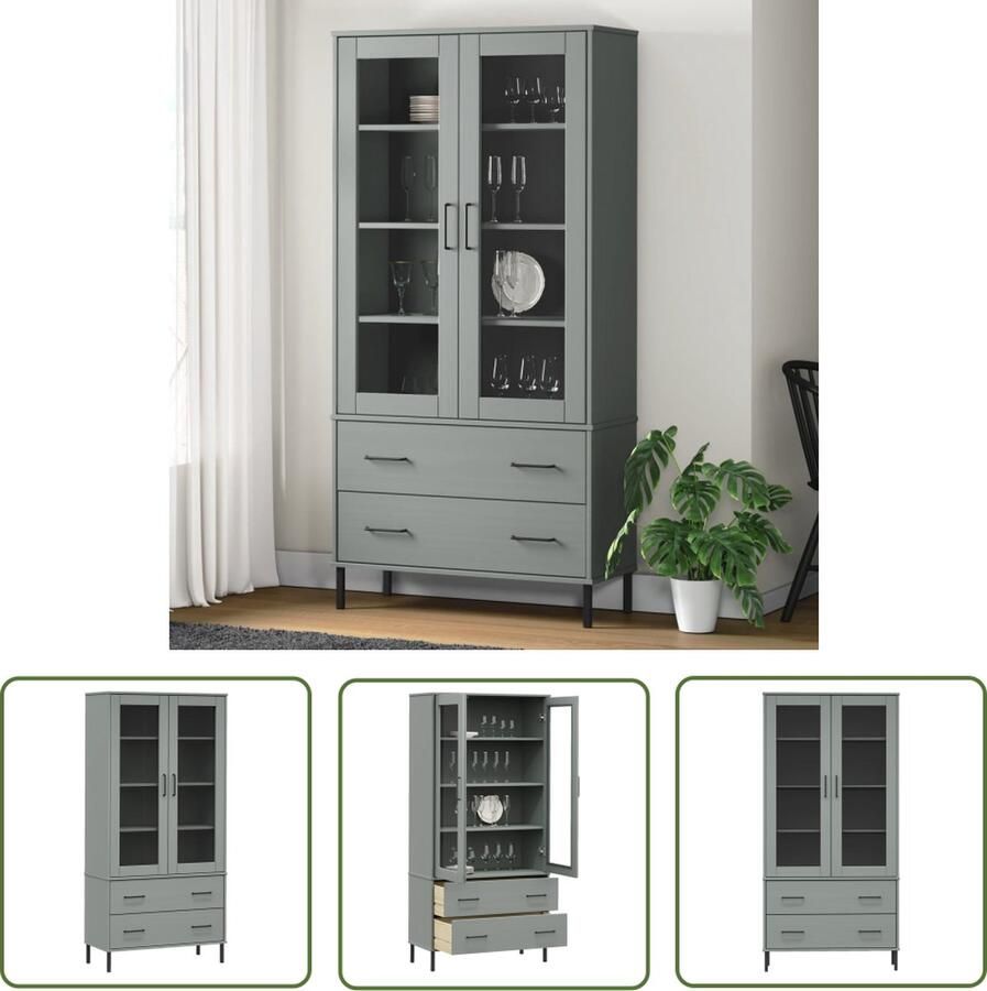 The Living Store Boekenkast met metalen poten OSLO 85x35x172 5 cm hout grijs Boekenkast Houten Boekenkast Grenoble Boekenkast Bibliotheek Opslagoplossing - Foto 2