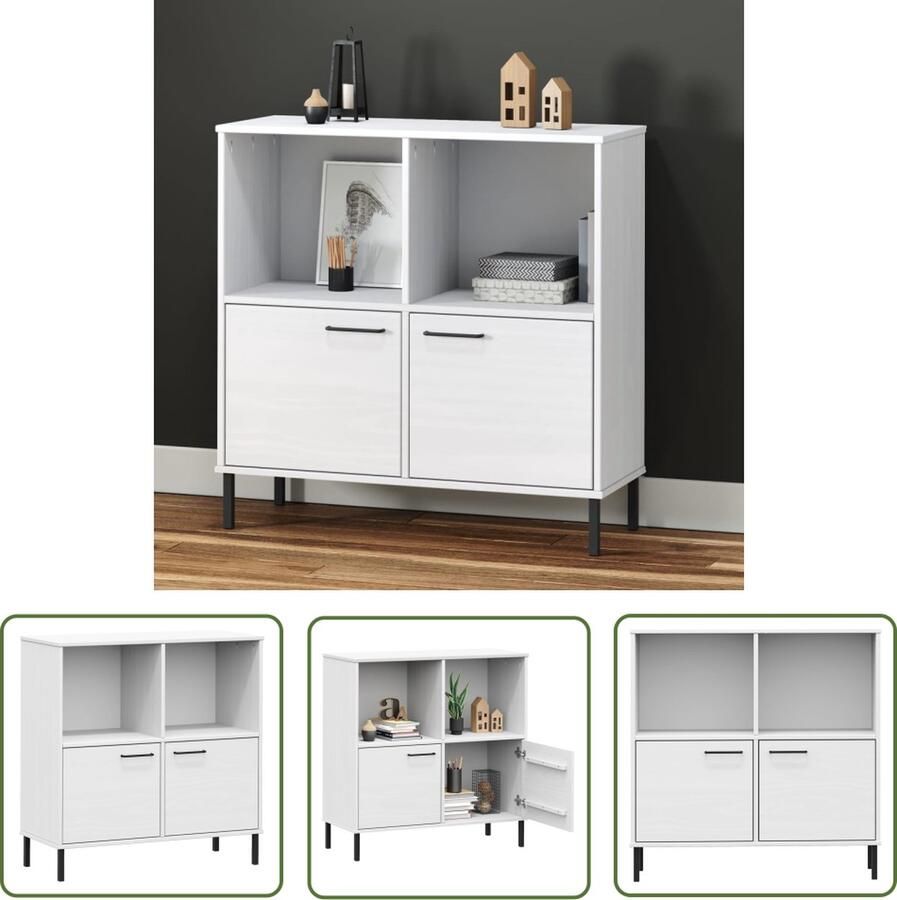 The Living Store Boekenkast met metalen poten OSLO 90x35x90 5 cm hout wit Boekenkast Houten Boekenkast Bibliotheek Vintage Boekenkast Landelijke Boekenkast - Foto 2