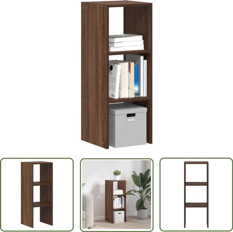The Living Store Boekenkast stapelbaar 30x30x80 cm bewerkt hout bruin eikenkleur Boekenkast Houten Boekenkast Boekenplank Opbergkast Multifunctionele Kast