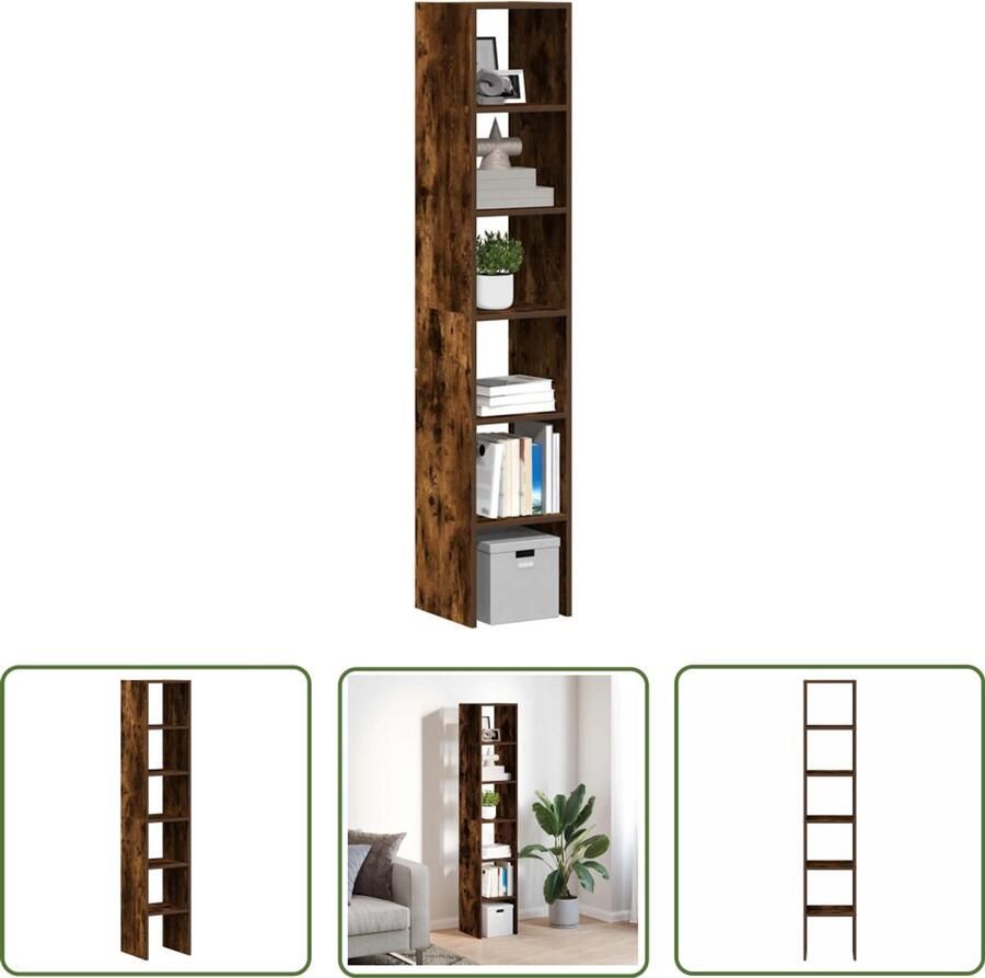 The Living Store Boekenkasten 2 st 30x30x80 cm bewerkt hout gerookt eikenkleurig Boekenkasten Houten Boekenkasten Opbergkast Wandplank Living Room Furniture