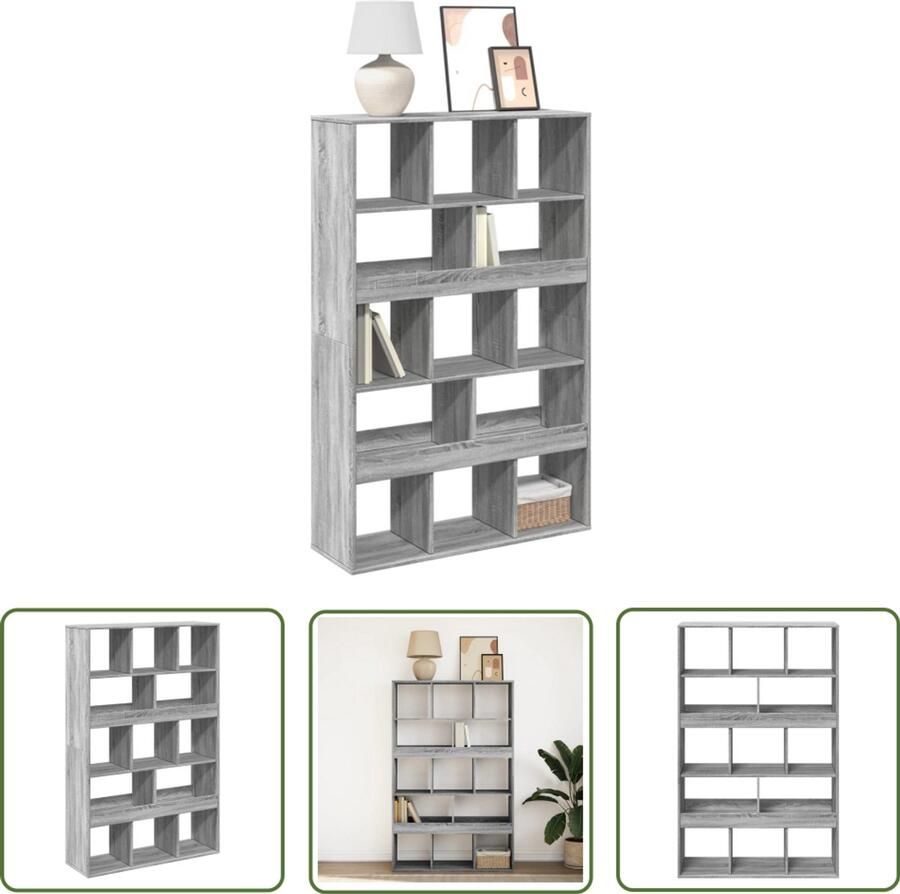 VidaXL Boekenkast 100x33x156 5 cm bewerkt hout grijs sonoma eikenkleur Boekenkasten Houten Boekenkasten Grijze Boekenkasten Boekenplank Opslagoplossing