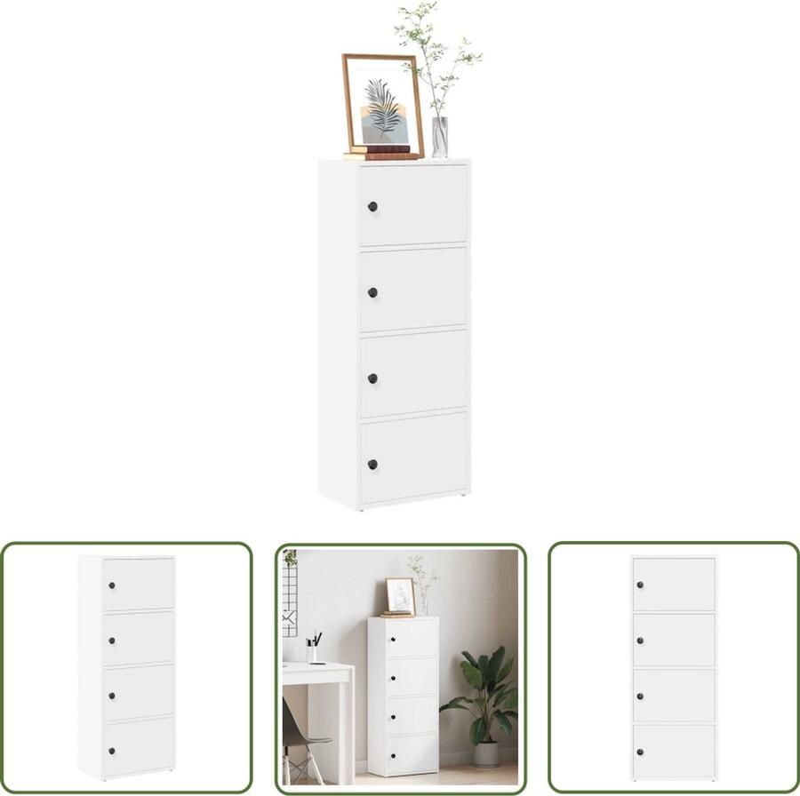 The Living Store Boekenkast 40x24x102 cm bewerkt hout wit Boekenkasten Houten Boekenkasten Boekenplank Opslagoplossing Bibliotheek