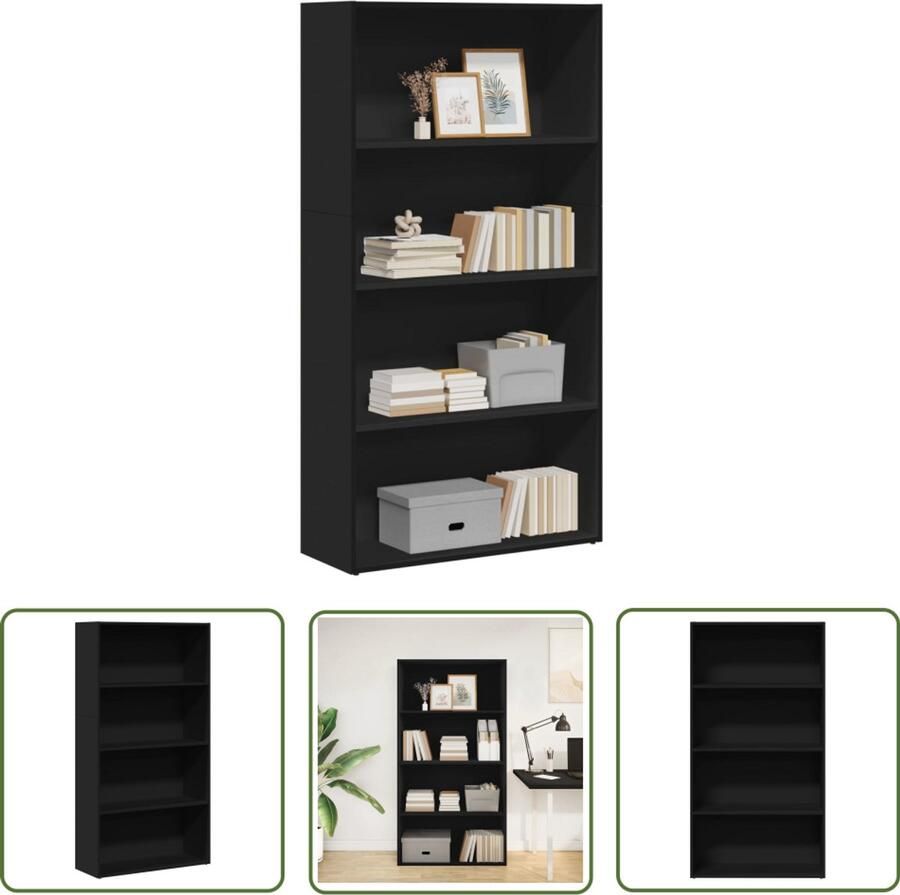 VidaXL Boekenkast 80x30x152 cm bewerkt hout zwart Boekenkasten Houten Boekenkasten Zwarte Boekenkast Boekenrek Opslagruimte