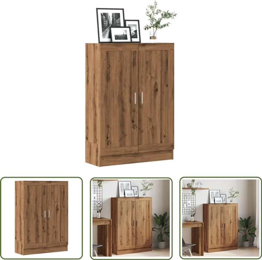 The Living Store Boekenkast 82 5x30 5x115 cm bewerkt hout artisanaal eikenkleur Boekenkasten Houten Boekenkasten Klassieke Boekenkast Design Boekenkast Opbergkast