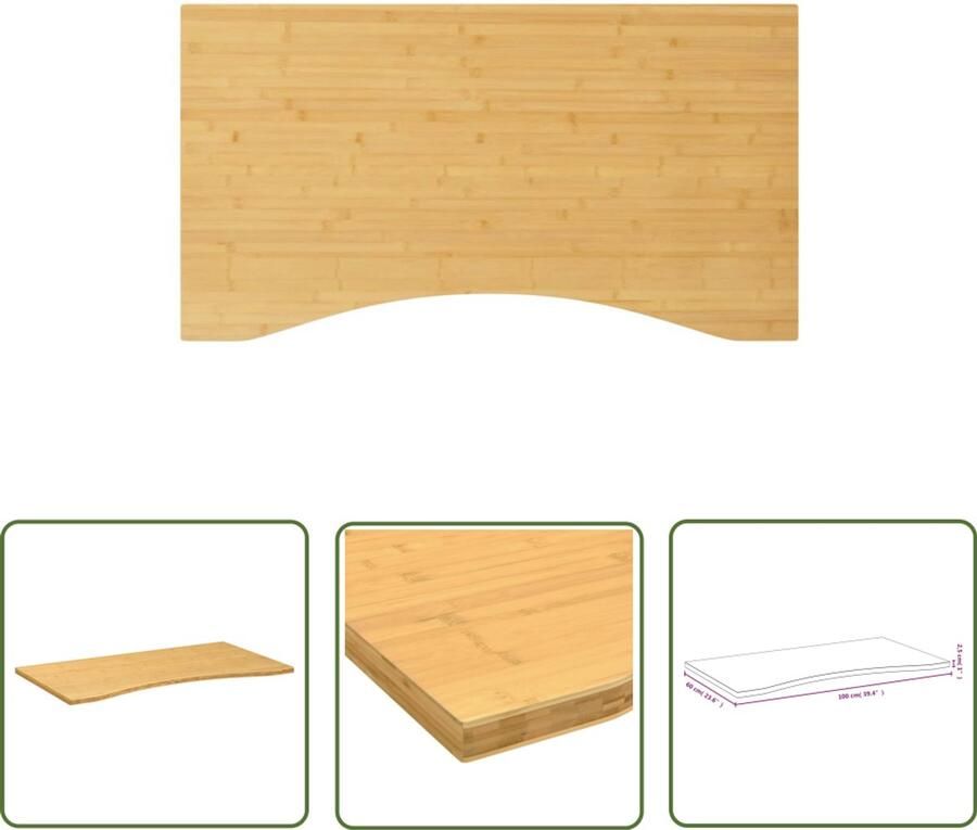 The Living Store Bureaublad 100x60x2 5 cm bamboe Bureau Houten Bureau Bureauschaamlap Home Office Werkblad