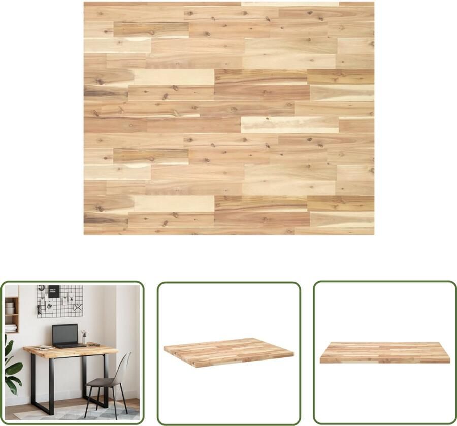 VidaXL Bureaublad 100x80x4 cm onbehandeld massief acaciahout Bureau Houten Bureau Acacia Bureau Kantooraccessoires Home Office