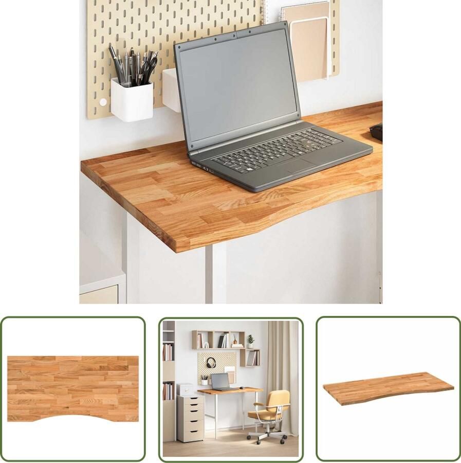 The Living Store Bureaublad rechthoekig 100x50x2 5 cm eikenhout lichtbruin Eikenhouten Bureau Houten Bureau Blad Kantoorbureau Werkblad