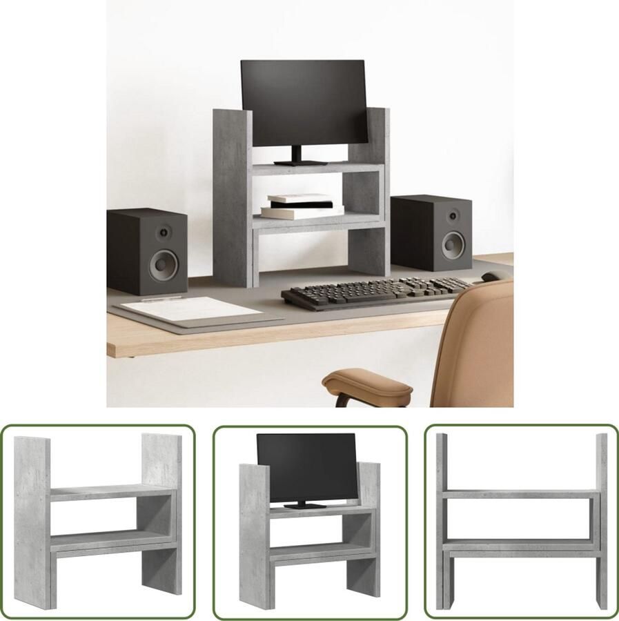 VidaXL Houten Bureau Organizer Bureau Organizer Bureau organiser 40x17x41 cm bewerkt hout betongrijs Betonnen Bureau Organizer Bureaublad Organisatie Opbergruimte