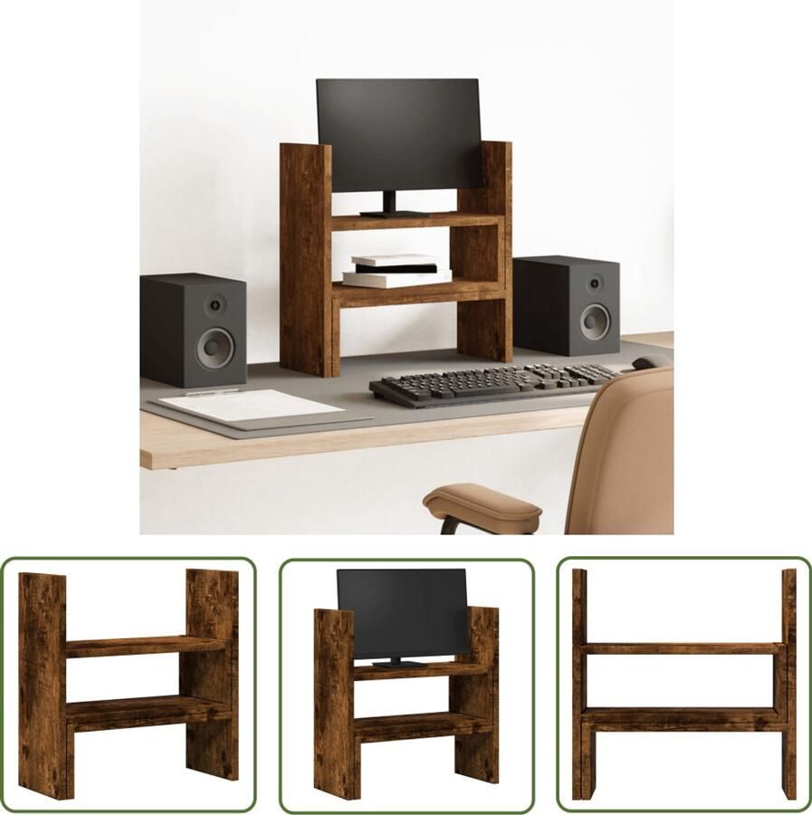 VidaXL Bureau organiser 40x17x41 cm bewerkt hout gerookt eikenkleur Bureau Organizer Houten Bureau Organizer Bureaublad Organisatie Opbergvakken Document Organizer