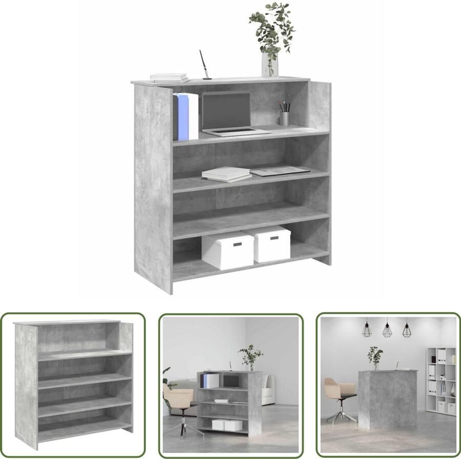VidaXL Receptiebalie 100x50x103 5 cm bewerkt hout betongrijs Receptiebalie Houten Bureau Kantina Meubilair Ontvangstbalie Kantoormeubel