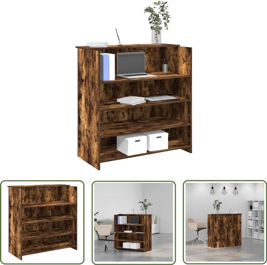 VidaXL Receptiebalie 100x50x103 5 cm bewerkt hout gerookt eikenkleurig Receptiebalie Houten Bureau Baliekast Kantoormeubel Ontvangsthal Meubilair