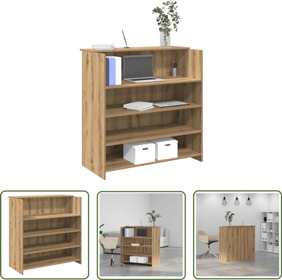 VidaXL Receptiebalie 100x50x103 5cm bewerkt hout artisanaal eikenkleur Receptiebalie Houten Bureau Kantoor Meubilair Reception Desk Design Buro