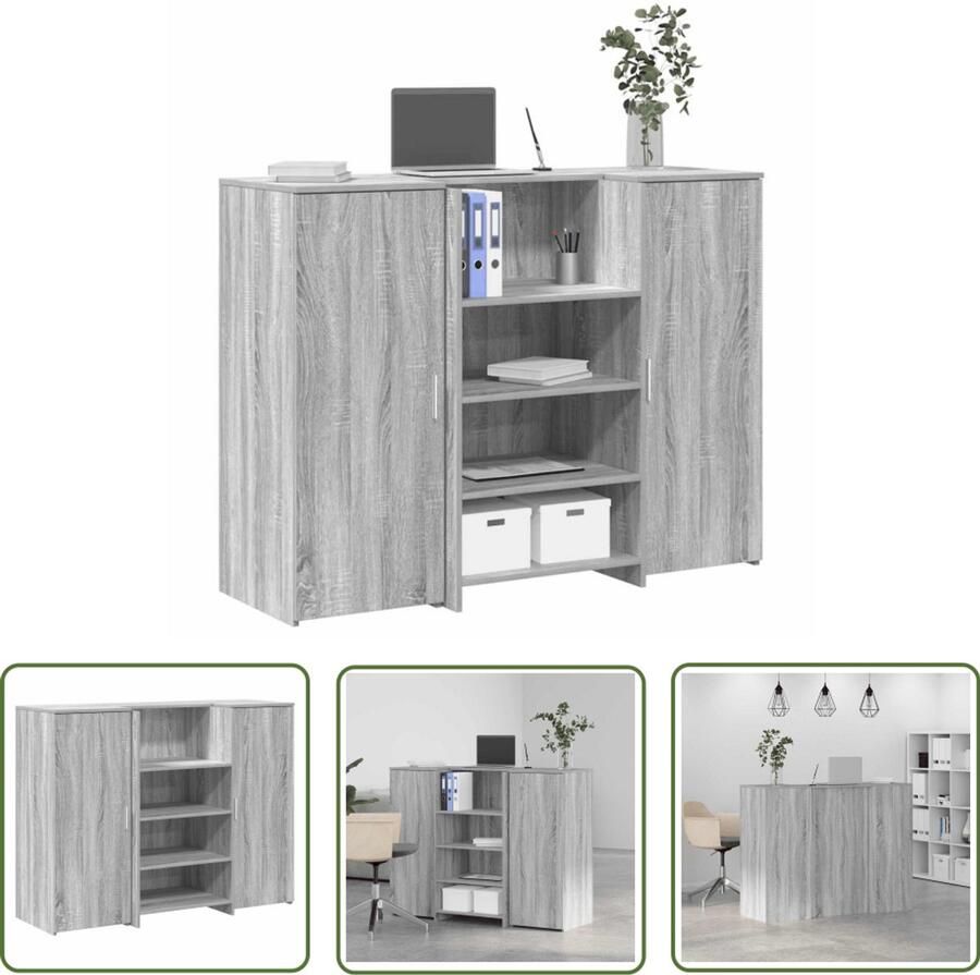 VidaXL Receptiebalie 135x50x103 5 cm bewerkt hout grijs sonoma eiken Receptiebalie Houten Bureau Baliekast Kantoormeubel Ontvangstbalk