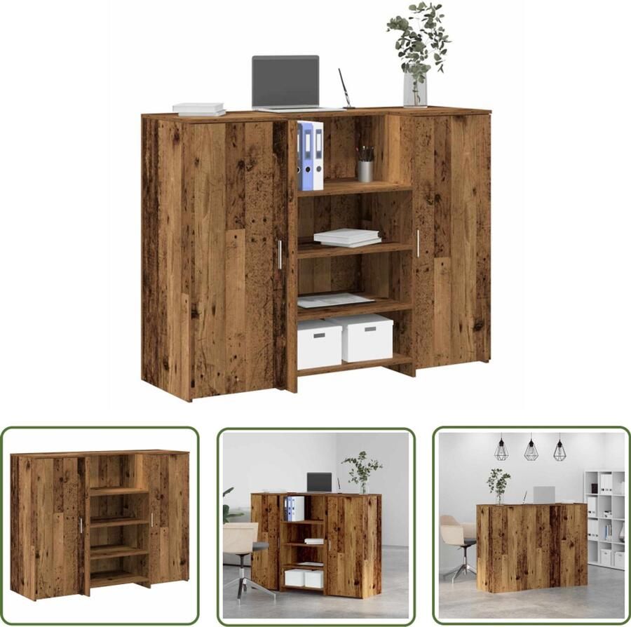 VidaXL Receptiebalie 135x50x103 5 cm bewerkt hout oud houtkleurig Receptiebalie Houten Bureau Kantoorbalie Ontvangsthal Meubilair Multifunctioneel Bureau
