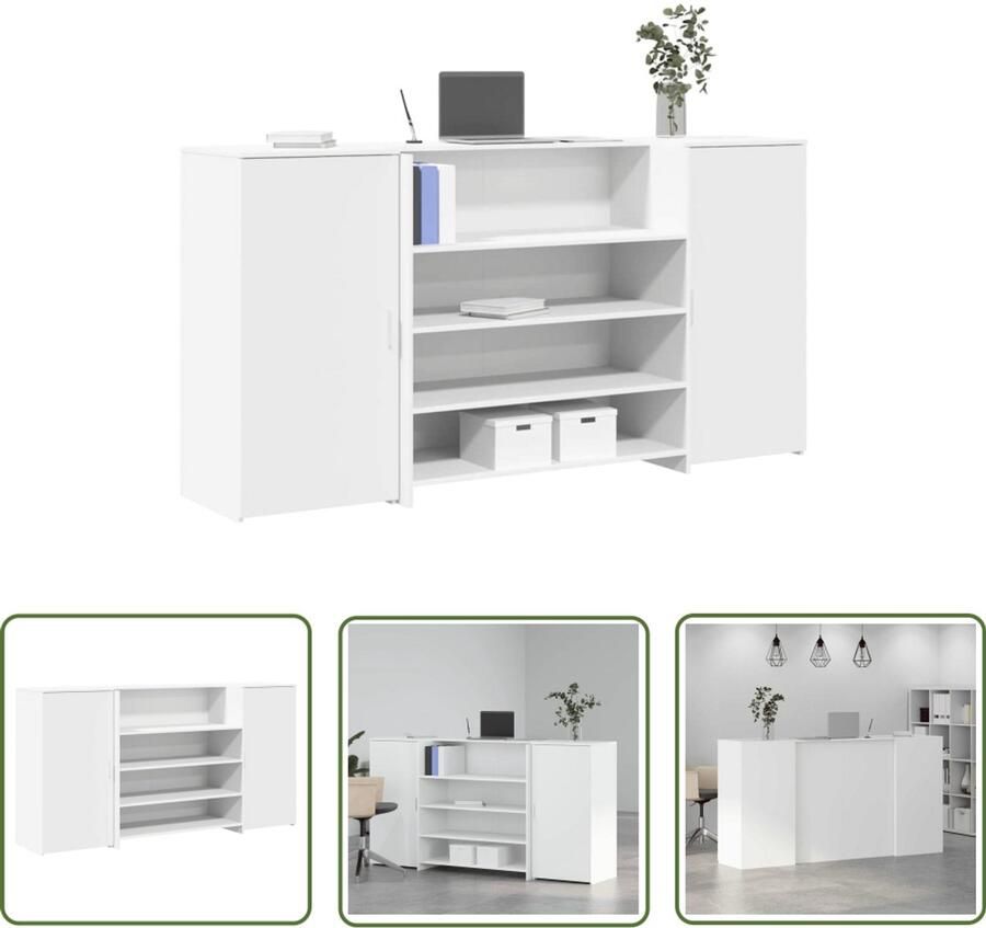 VidaXL Receptiebalie 200x50x103 5 cm bewerkt hout wit Receptiebalie Houten Bureau Kantoorbalie Ontvangstbalie Meubilair