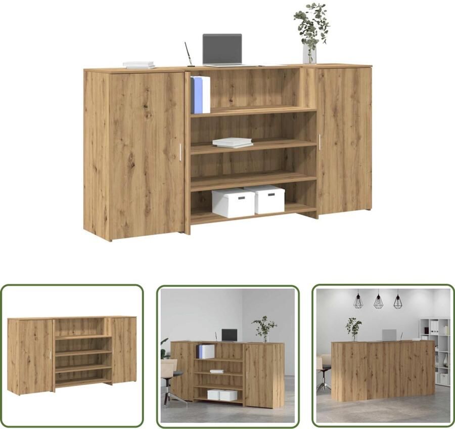 VidaXL Receptiebalie 200x50x103 5cm bewerkt hout artisanaal eikenkleur Receptiebalie Houten Bureau Kantoormodule Multifunctioneel Meubilair Opslagoplossing