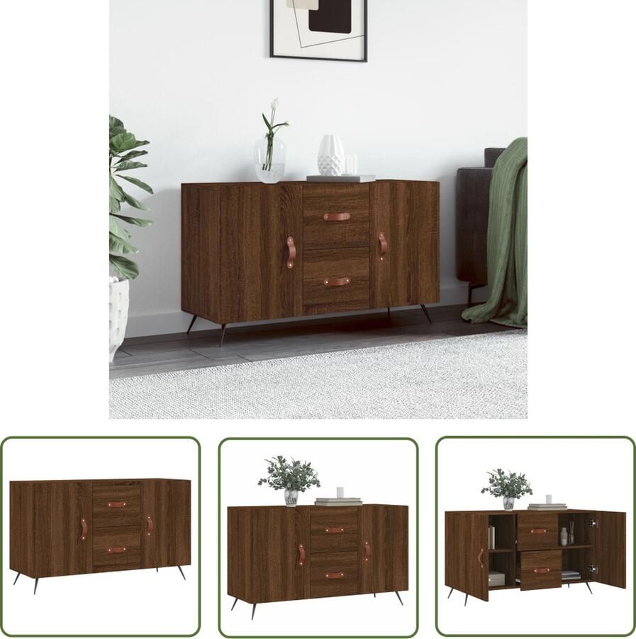 VidaXL Dressoir 100x36x60 cm bewerkt hout bruin eikenkleur Dressoir Houten Dressoir Vintage Dressoir Landelijk Dressoir Modern Dressoir