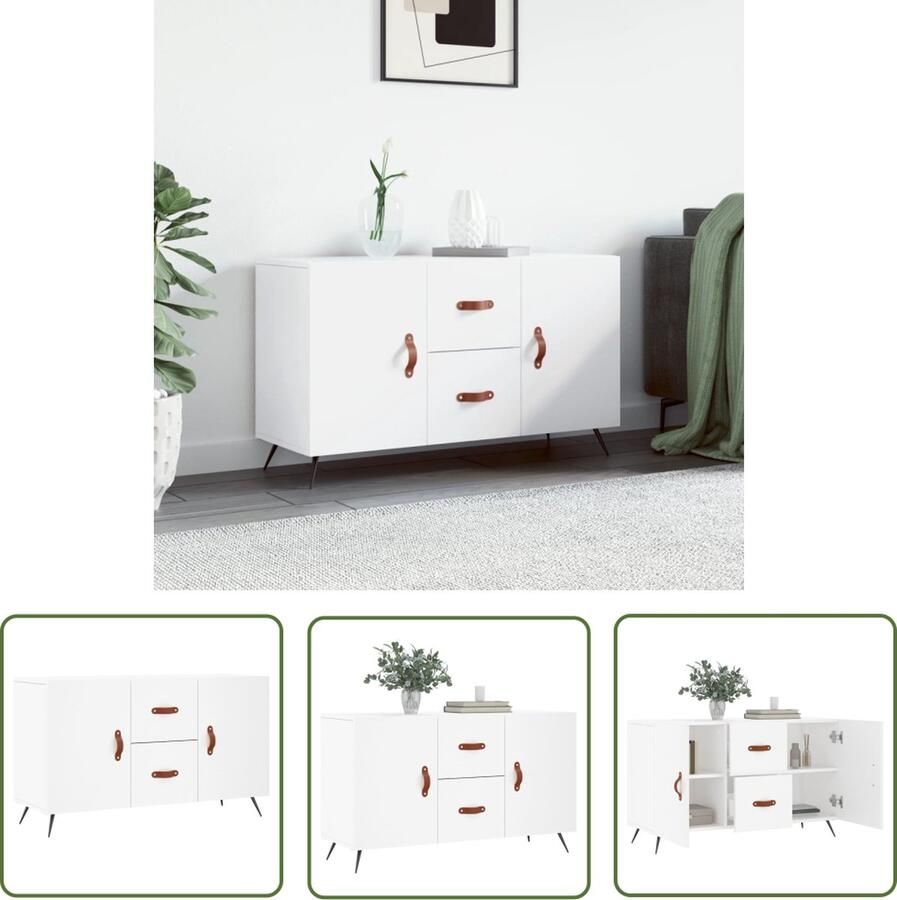 The Living Store Dressoir 100x36x60 cm bewerkt hout wit Dressoir Commode Houten Dressoir Wit Dressoir Modern Dressoir