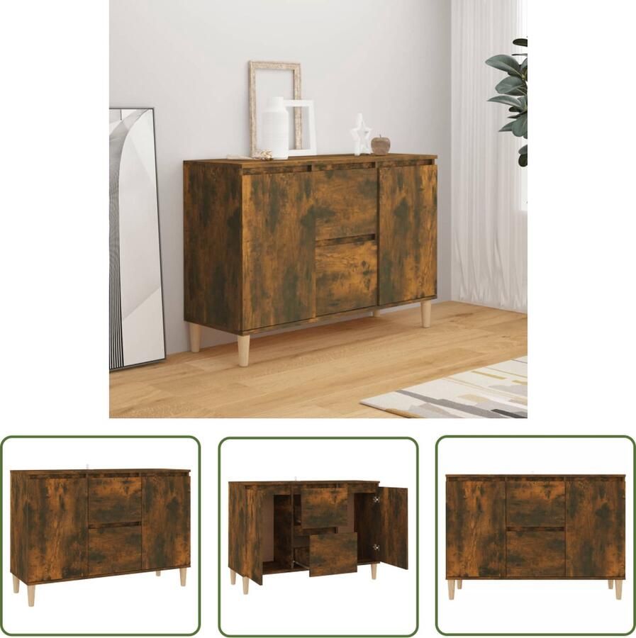 VidaXL Dressoir 101x35x70 cm bewerkt hout gerookt eikenkleurig Dressoir Houten Dressoir Bruine Dressoir Vintage Dressoir Landelijk Dressoir