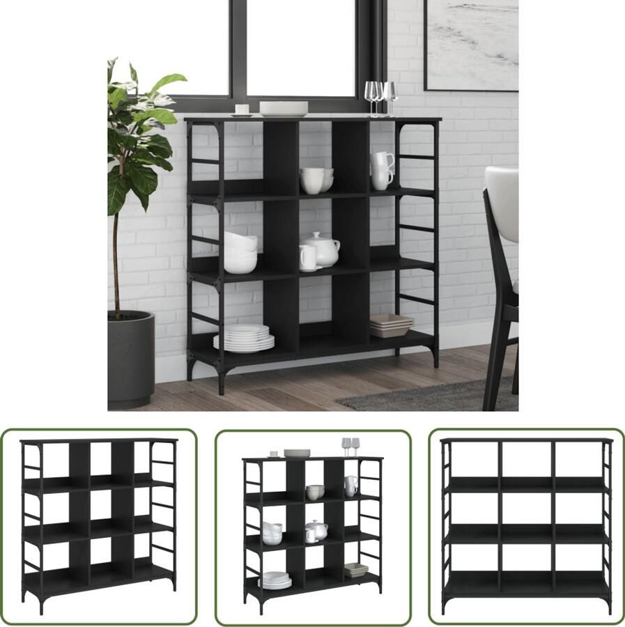 The Living Store Dressoir 102x32x103 5 cm bewerkt hout zwart Dressoir Opbergkast Houten Dressoir Vintage Dressoir Salontafel