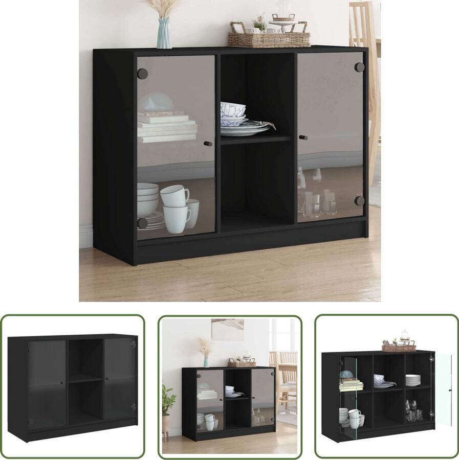 VidaXL Dressoir 102x37x75 5 cm bewerkt hout zwart Dressoir Houten Dressoir Black Dresser Modern Dressoir Opbergkast