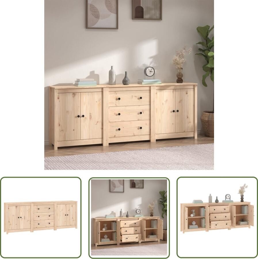 The Living Store Dressoir 210x35x80 cm massief grenenhout Dressoir Houten Dressoir Grenenhouten Dressoir Vintage Dressoir Landelijke Dressoir