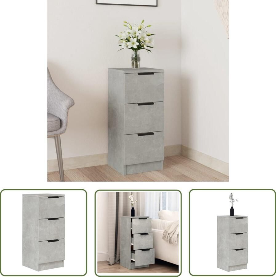 VidaXL Dressoir 30x30x70 cm bewerkt hout betongrijs Dressoir Houten Dressoir Grijze Dressoir Modern Dressoir Minimalistisch Dressoir
